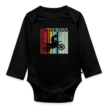 Motocross motorcross - Organic Longsleeve Baby Bodysuit - black - Front