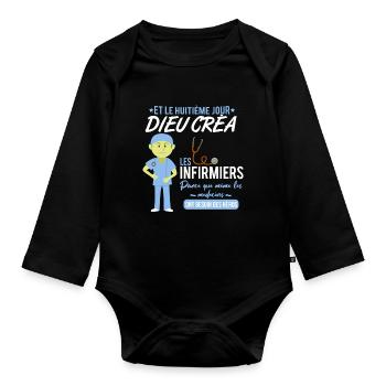 Infirmier shirt • Hero • Infirmier Cadeau - Body Bébé bio manches longues - noir - Devant