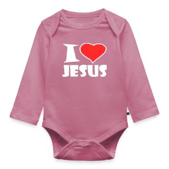 J'aime jésus - Body Bébé bio manches longues - mauve - Devant
