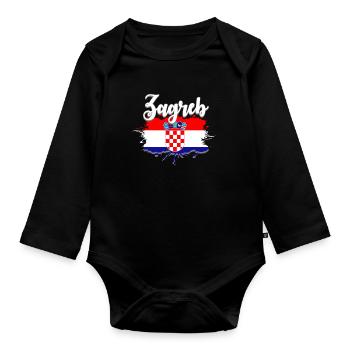 Croatia Zagreb - Organic Longsleeve Baby Bodysuit - black - Front