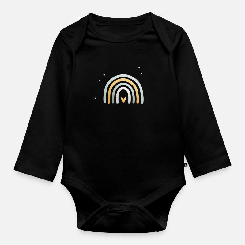 Rainbow boy - Organic Longsleeve Baby Bodysuit - black