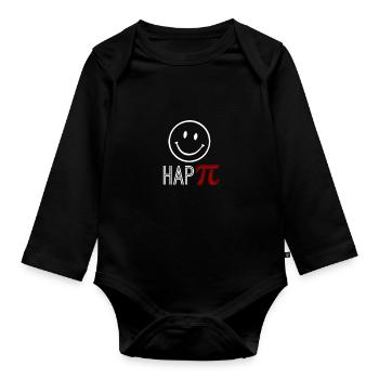 tee shirt maths heureux pi math pi - Body Bébé bio manches longues - noir - Devant