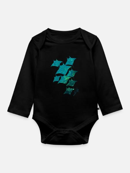 Rochen Wildlife - Baby Bio-Langarm-Body - Schwarz