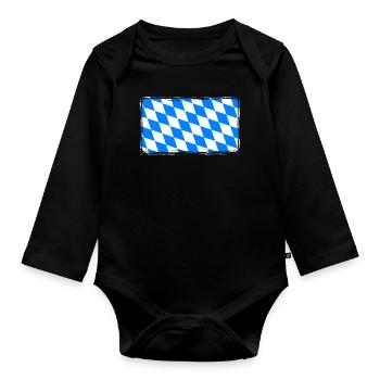 Bavaria flag used look vintage home - Organic Longsleeve Baby Bodysuit - black - Front