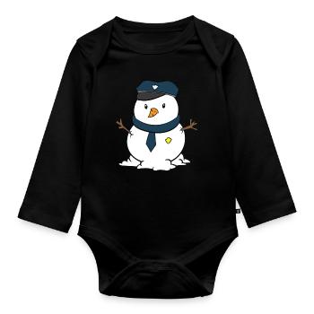 Père Noël Noël police enfants - Body Bébé bio manches longues - noir - Devant