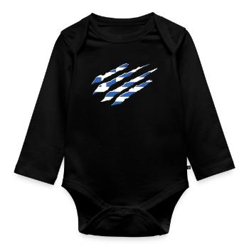 Grèce Drapeau Hellas Athènes Drapeau grec - Body Bébé bio manches longues - noir - Devant