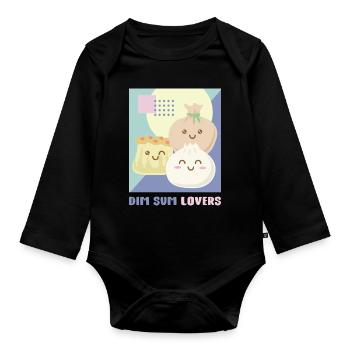 Dim Sum Lovers - Organic Longsleeve Baby Bodysuit - black - Front