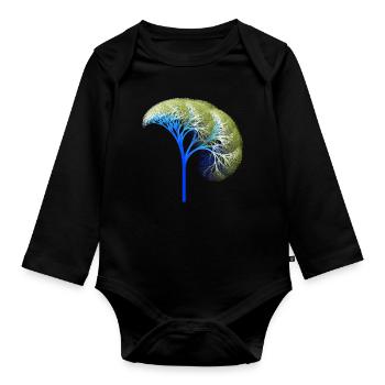 Fractal #97 - Organic Longsleeve Baby Bodysuit - black - Front