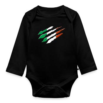 Italie Drapeau Rayures Drapeau italien Italia - Body Bébé bio manches longues - noir - Devant