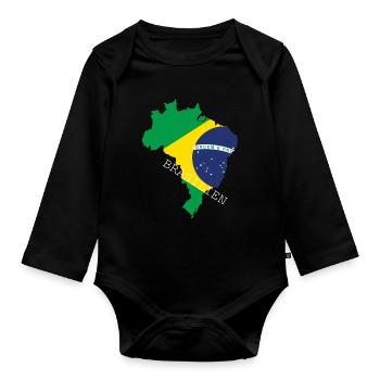 brésil drapeau drapeau amérique du Sud - Body Bébé bio manches longues - noir - Devant