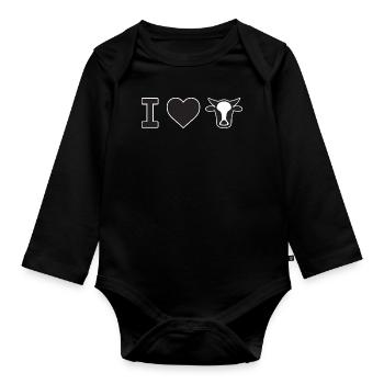 J'aime les vaches - vache - Body Bébé bio manches longues - noir - Devant