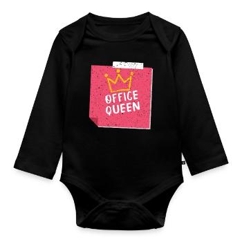 office queen bureau köngin secrétaire collaboratrice - Body Bébé bio manches longues - noir - Devant
