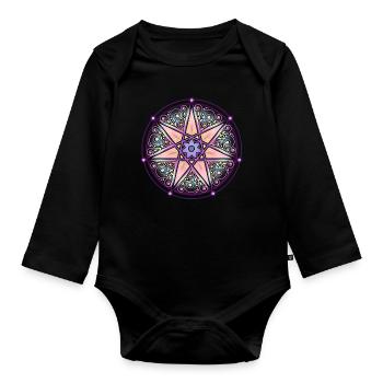 Feenstern Feen Stern, Elfen Stern Elfenstern Magie - Baby Bio-Langarm-Body - Schwarz - Vorne