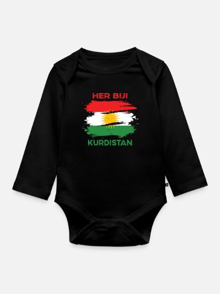 Kurdistan - Baby Bio-Langarm-Body - Schwarz