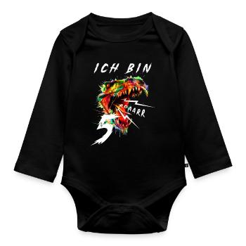 Kinder Dinosaurier 5 Geburtstag Ich bin 5 Dino - Baby Bio-Langarm-Body - Schwarz - Vorne