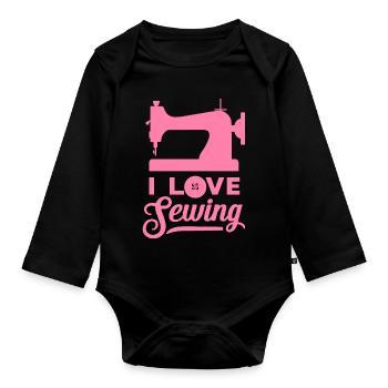 Ich Liebe Es Zu Nähen Näherin Schneiderin - Baby Bio-Langarm-Body - Schwarz - Vorne