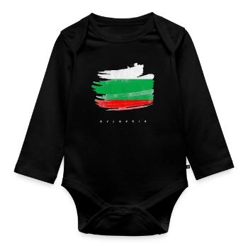 Bulgarien Bulgarische Flagge Wasserfarbe - Baby Bio-Langarm-Body - Schwarz - Vorne