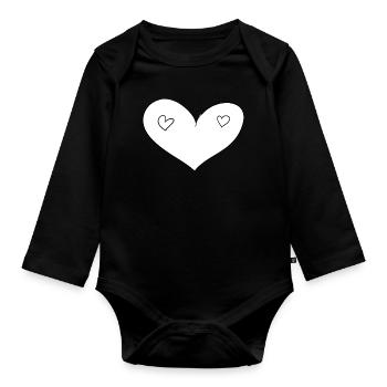 cœur coeur - Body Bébé bio manches longues - noir - Devant