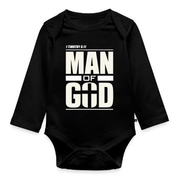 Mann Gottes - Christliche Kleidung - Baby Bio-Langarm-Body - Schwarz - Vorne