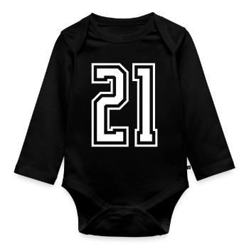 21 Numéro de numéro - Body Bébé bio manches longues - noir - Devant