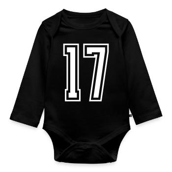 17 Number number - Organic Longsleeve Baby Bodysuit - black - Front