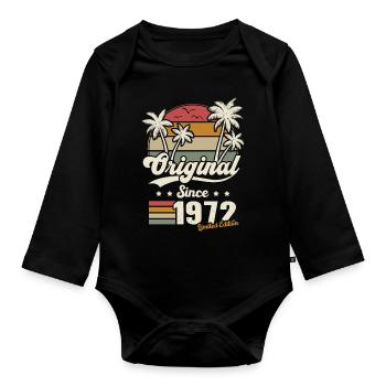 Geburtstagsgeschenk Frau Vintage Mann 1972 - Baby Bio-Langarm-Body - Schwarz - Vorne