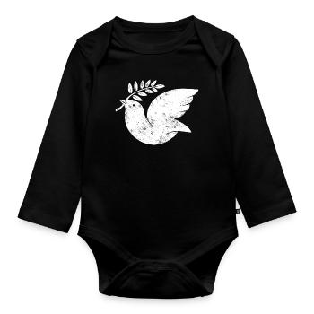 Friedenstaube - Baby Bio-Langarm-Body - Schwarz - Vorne