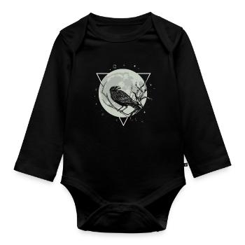 Krähe Mond Schwarze Schwarzer Rabe - Baby Bio-Langarm-Body - Schwarz - Vorne