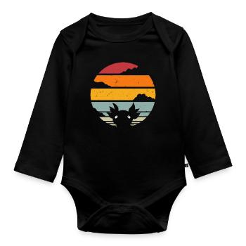 Retro Vintage Axolotl - Baby Bio-Langarm-Body - Schwarz - Vorne