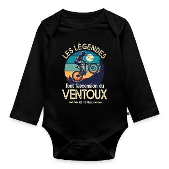 legendes ascension Mt Ventoux BMX velo - Body Bébé bio manches longues - noir - Devant