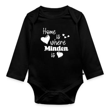 Zuhause in Minden - Home is where Minden is - Baby Bio-Langarm-Body - Schwarz - Vorne