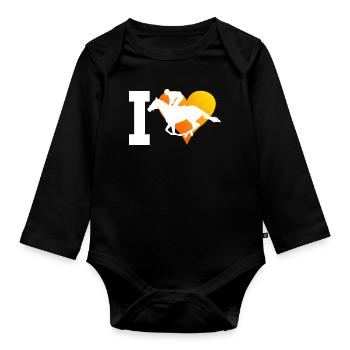 Equestrian Show Jumping Equestrian Horseback Riding Horse Riding - Organic Longsleeve Baby Bodysuit - black - Front