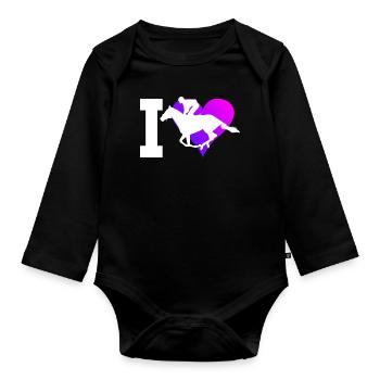 Sport équestre Chasse équestre - Body Bébé bio manches longues - noir - Devant