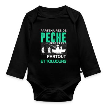 Père et fils T shirt 2875 3900px - Body Bébé bio manches longues - noir - Devant