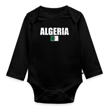 Algeria Algerien Algerische Flagge - Baby Bio-Langarm-Body - Schwarz - Vorne