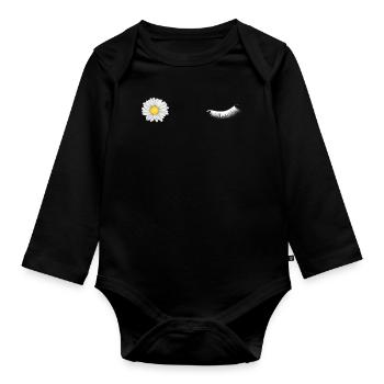 chamomile wink - Organic Longsleeve Baby Bodysuit - black - Front