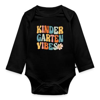Kindergarten Vibes - jetzt komme ich ... - Baby Bio-Langarm-Body - Schwarz - Vorne