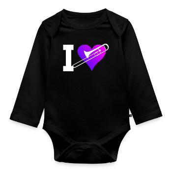 Trombone Trombonist Trombonists Brass Band - Organic Longsleeve Baby Bodysuit - black - Front