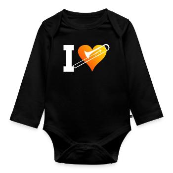 Posaunistin Herren Tenorposaune Blaskapelle - Baby Bio-Langarm-Body - Schwarz - Vorne