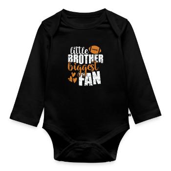 little Brother biggest Fan America Sports - Organic Longsleeve Baby Bodysuit - black - Front