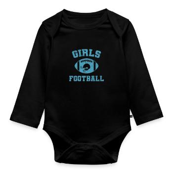 Girls Football Amerika Sport Touchdown - Baby Bio-Langarm-Body - Schwarz - Vorne