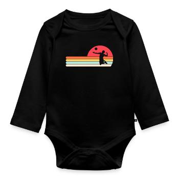 Beachvolleyball Vintage Retro Sport - Baby Bio-Langarm-Body - Schwarz - Vorne