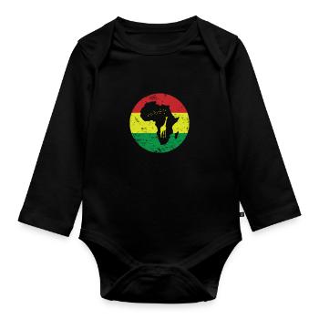 Giraffe Outline Africa Continent Map - Organic Longsleeve Baby Bodysuit - black - Front