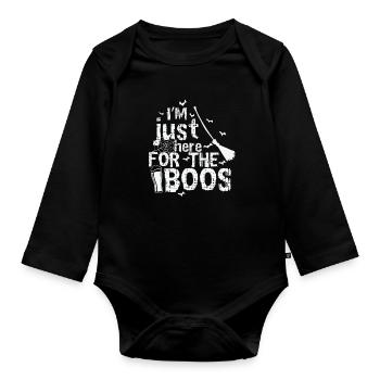 Je suis juste ici pour l’Halloween du Boo - Body Bébé bio manches longues - noir - Devant