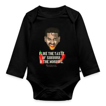 Chili T-Shirt Saying Sunburn - Organic Longsleeve Baby Bodysuit - black - Front