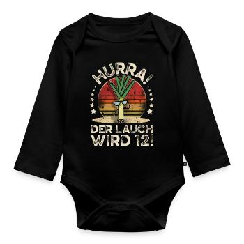 12. Geburtstag Hurra Der Lauch Wird 12 - Baby Bio-Langarm-Body - Schwarz - Vorne