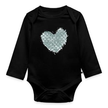 Fischherz-Design für Fisch-Fans - Baby Bio-Langarm-Body - Schwarz - Vorne