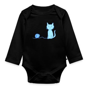 blue cat love pet symbol wool - Organic Longsleeve Baby Bodysuit - black - Front