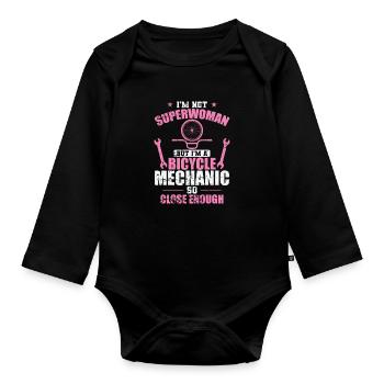 Je ne suis pas une Superwoman Je suis mécanicienne de vélo - Body Bébé bio manches longues - noir - Devant
