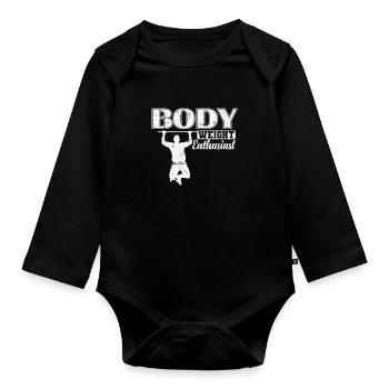 Body Weight Enthusiast Fitness Workout - Baby Bio-Langarm-Body - Schwarz - Vorne